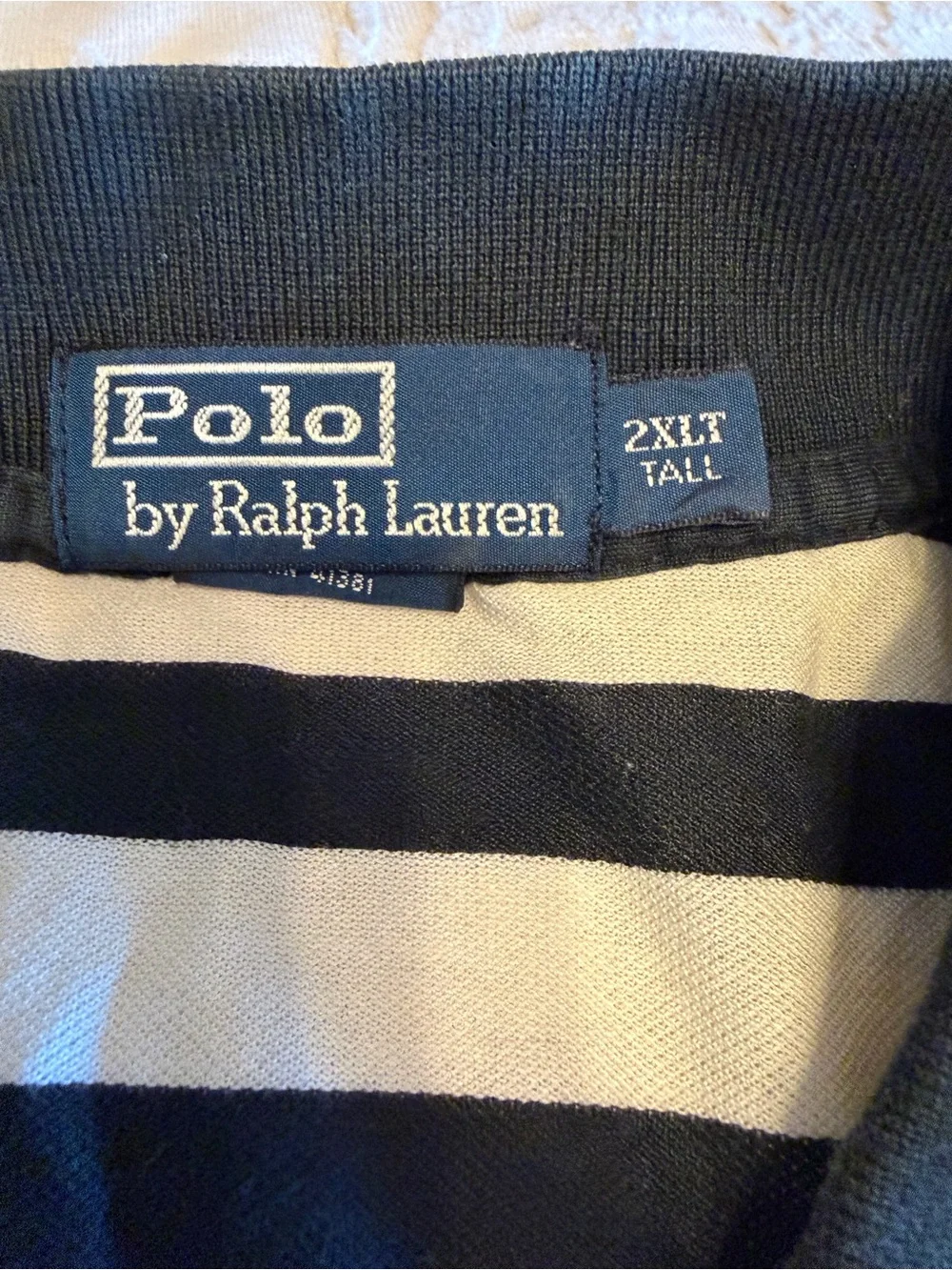 Men's Black & White Striped Polo Shirt XXLT New Ralph Lauren Classic Big & Tall